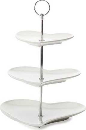 Maxwell & Williams White Basics 3dílný etažér ve tvaru srdce, WHITE BASICS