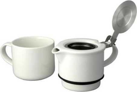 ForLife TeaForOne čajová konvička se sítkem a šálkem bílá