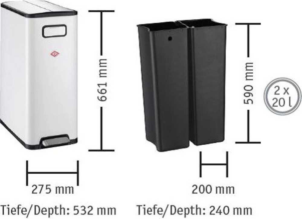 Wesco Big Double Master Odpadkový koš , 2 x 20 l, černý
