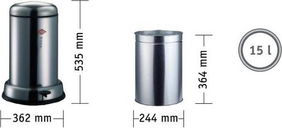 Wesco Baseboy Odpadkový koš 15 l, stříbrný, BASEBOY