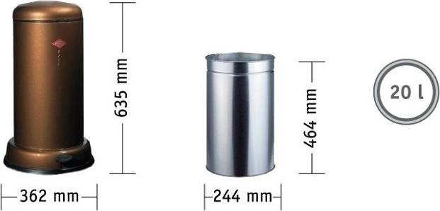 Wesco Baseboy Odpadkový koš 20 l, mandlový, BASEBOY