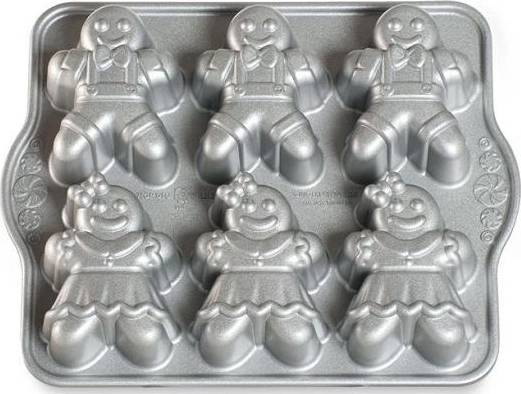 Nordic Ware Holiday Silver Collection Forma na 6 bábovek CHLAPEC A DÍVKA