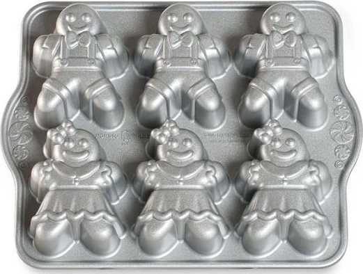 Nordic Ware Holiday Silver Collection Forma na 6 bábovek CHLAPEC A DÍVKA