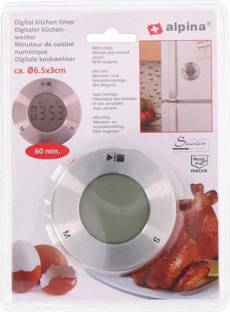 Alpina Digitální kuchyňská minutka s hodinami