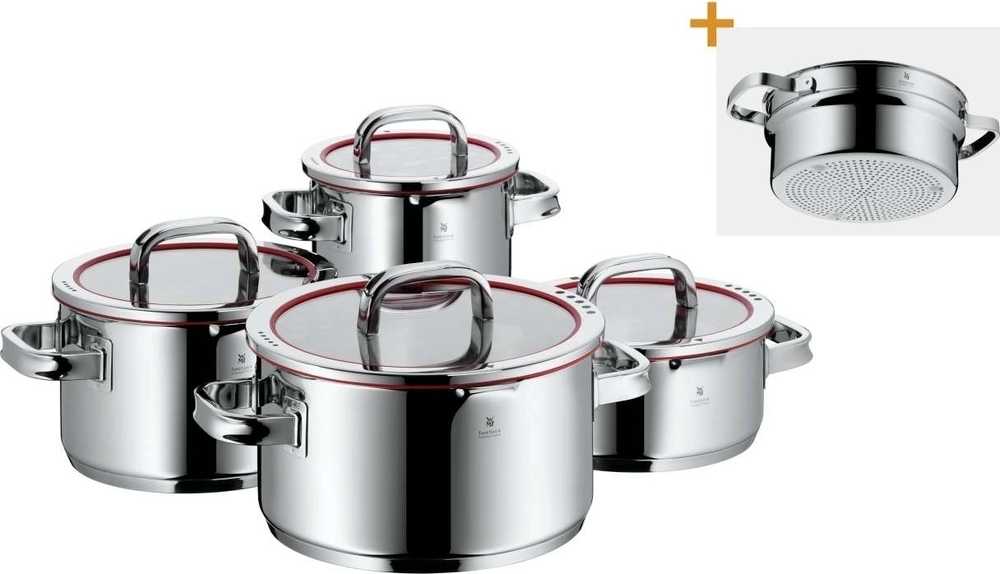 WMF Function 4 Sada hrnců , 4 ks + 1 ks, červená