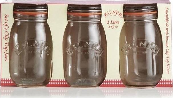 Kilner Set 3ks kulatých sklenic s klipem 1,0l