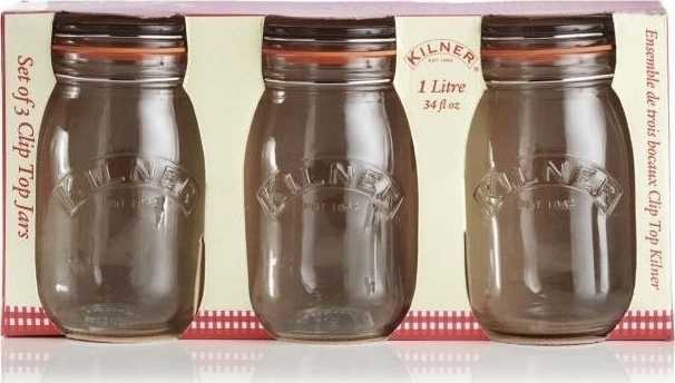 Kilner Set 3ks kulatých sklenic s klipem 1,0l