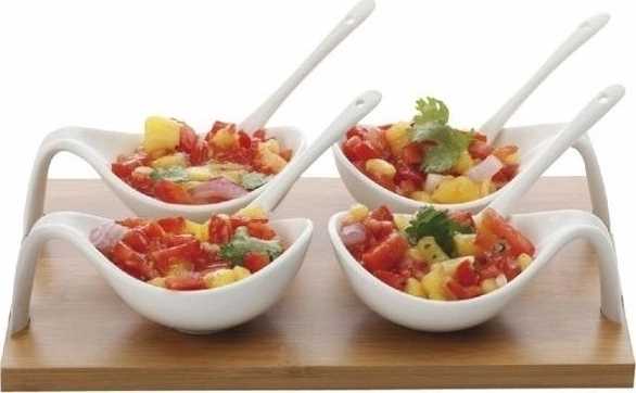 Maxwell & Williams WHITE BASICS Bamboo 9-dílný ochutnávkový set, WHITE BASICS BAMBOO