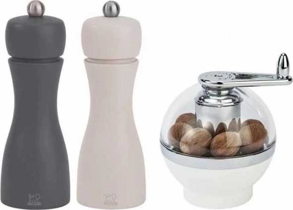 Peugeot Tahiti Set mlýnků na pepř/sůl/muš.oříšek, TRIO