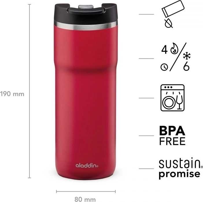Aladdin Java Thermavac™ Vakuový termohrnek , Leak-Lock™ 470 ml, červený
