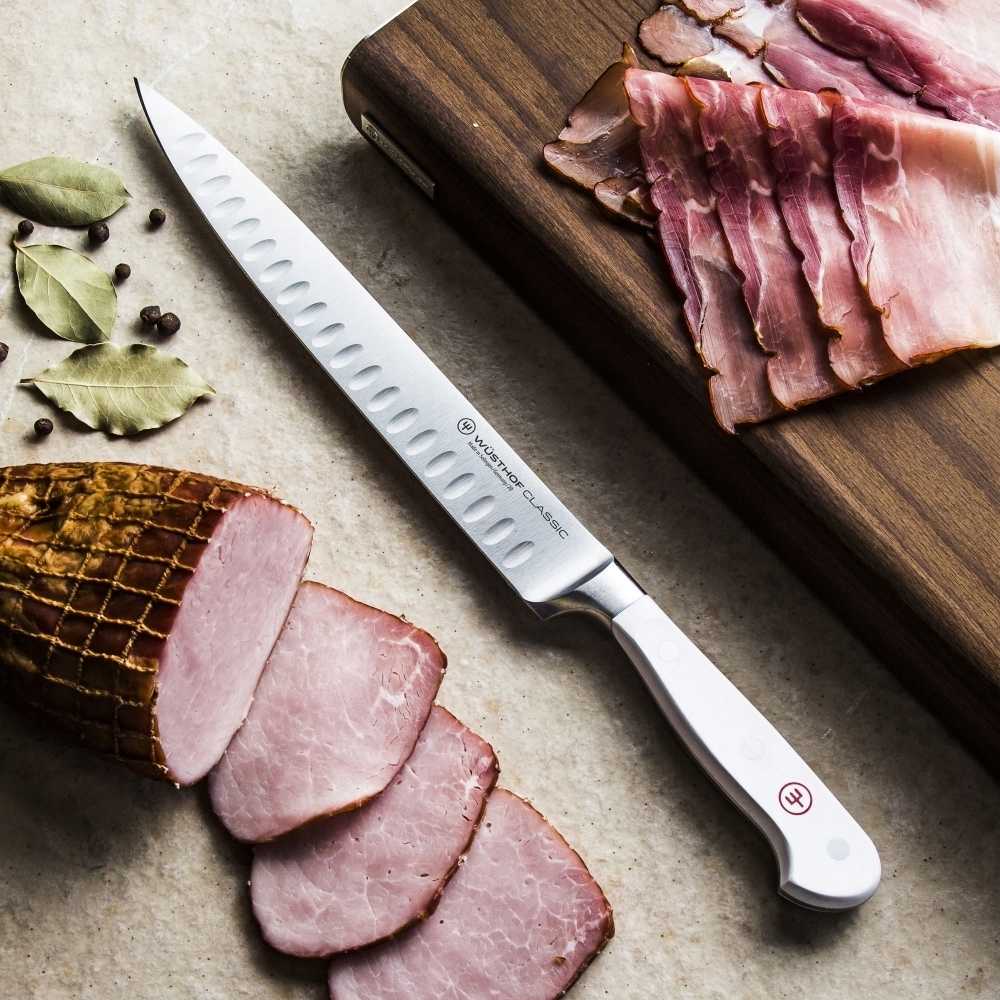 Wüsthof Classic White Nůž na šunku duté vroubkování , 23 cm, dárkové balení