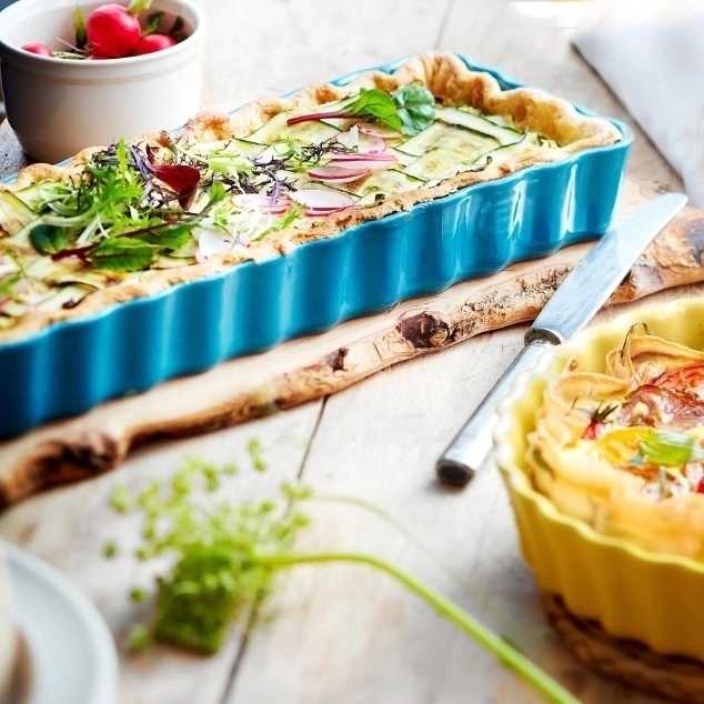 Emile Henry Koláčová forma hranatá, 15 x 36 cm, modrá Calanque