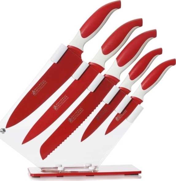 Maxwell & Williams Sada 5 nožů ve stojanu červené