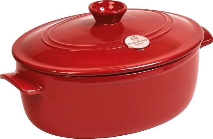 Emile Henry Burgundy Hrnec oválný s poklicí 31 x 24 cm červený Burgundy