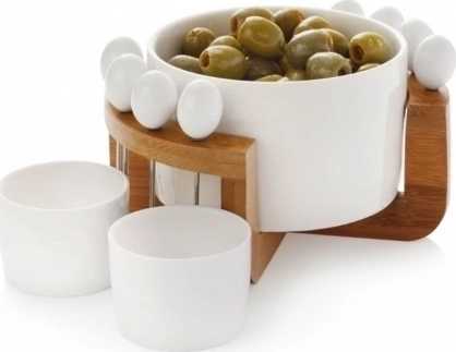 Maxwell & Williams WHITE BASICS Bamboo 12-dílná sada na olivy