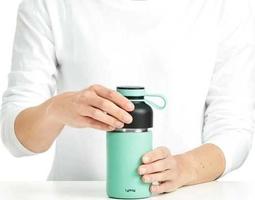 Lékué Termoláhev s infuzérem, Insulated Bottle to go, 300 ml, lososová