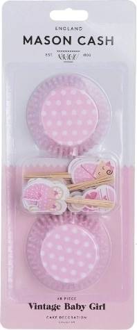 Mason Cash Cupcake Cases Košíčky a dekorace cupcaků s motivem miminka holčičky , 48 ks