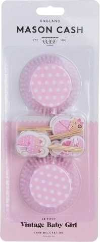 Mason Cash Cupcake Cases Košíčky a dekorace cupcaků s motivem miminka holčičky , 48 ks