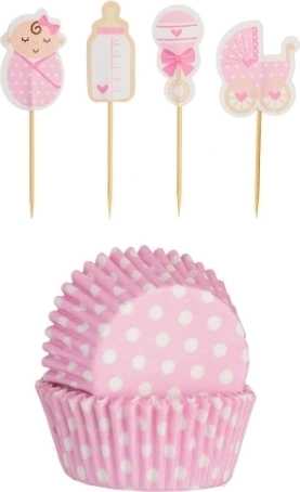 Mason Cash Cupcake Cases Košíčky a dekorace cupcaků s motivem miminka holčičky , 48 ks