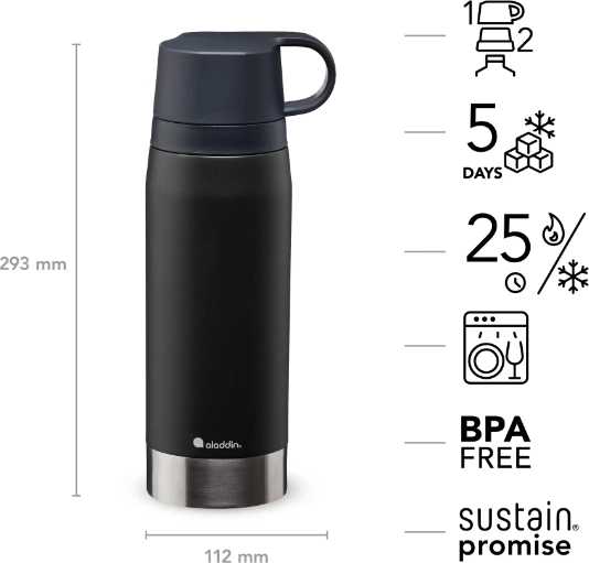 Aladdin CityPark Thermavac™ Nerezová termoska Twin Cup 1 l, lávově černá
