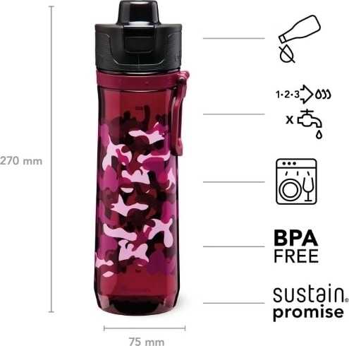 Aladdin Sports Tracker Láhev na vodu  800 ml, Burgundy Camo potisk