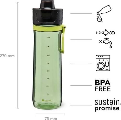 Aladdin Sports Tracker Láhev na vodu 800 ml, šalvějová