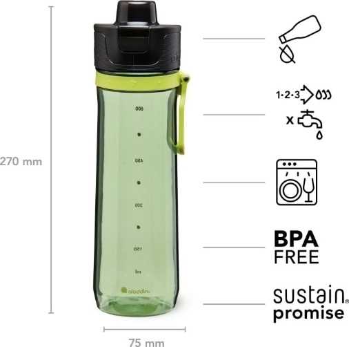 Aladdin Sports Tracker Láhev na vodu 800 ml, šalvějová