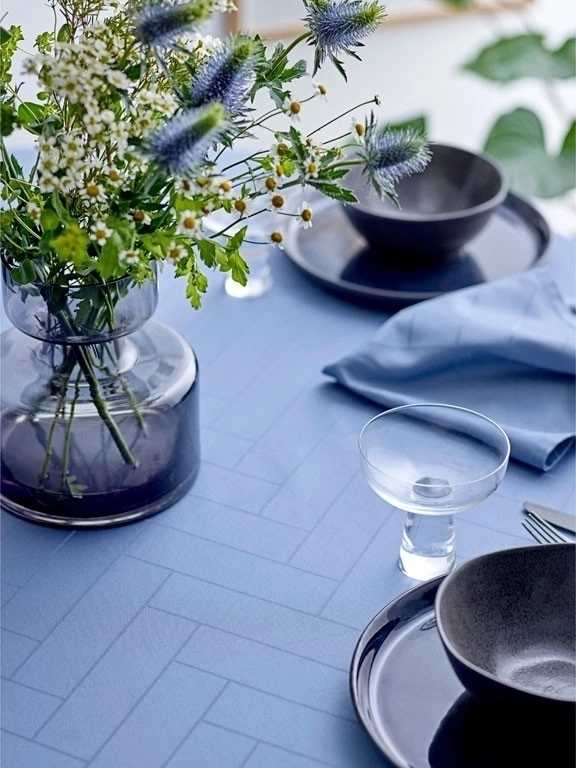 Södahl Kuchyňský ubrus 140x270 tiles damask sky blue