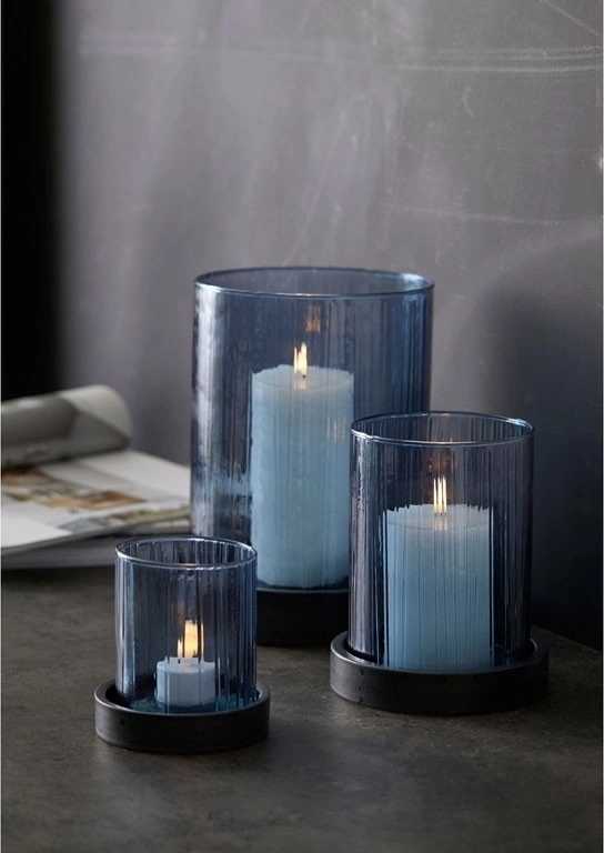 Bitz Svícen s led svíčkou s časovačem 24 cm blue