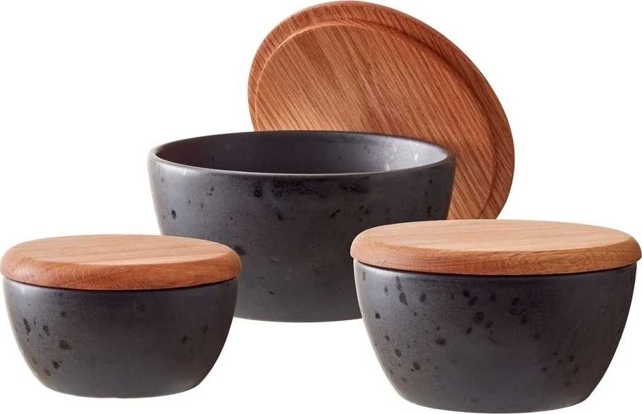 Bitz Sada úložných misek s víkem black (3 ks)