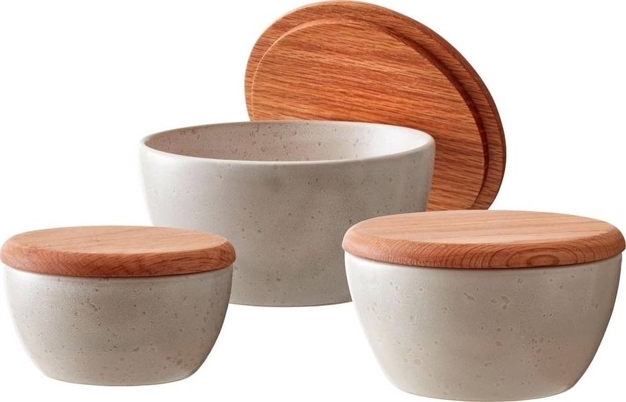 Bitz Sada úložných misek s víkem matte cream (3 ks)