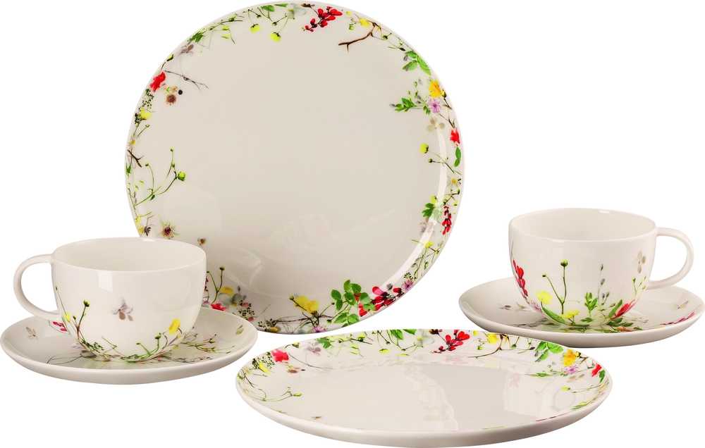 Rosenthal Dárková sada porcelánu Brillance Fleurs Sauvages, kombi šálky, talíře, 6 ks