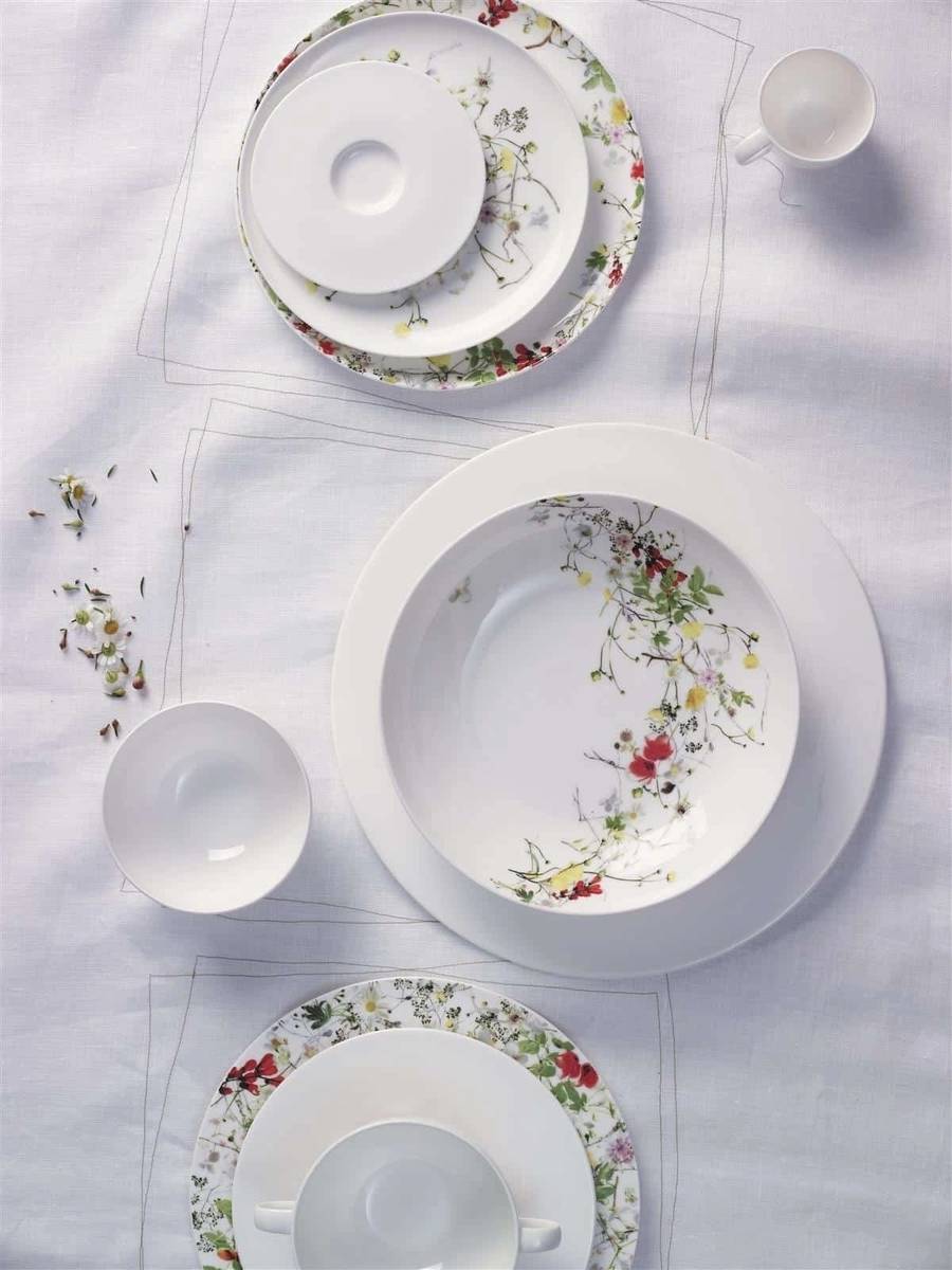 Rosenthal Brillance Fleurs Sauvages Dárková sada porcelánu, hrnky, talíře, 6 ks