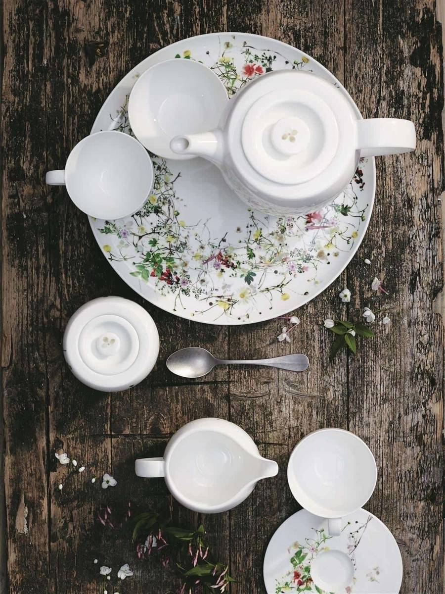 Rosenthal Brillance Fleurs Sauvages Dárková sada porcelánu, hrnky, talíře, 6 ks