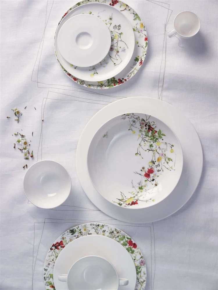 Rosenthal Brillance Fleurs Sauvages Dárková sada porcelánu, hrnky, talíře, 6 ks