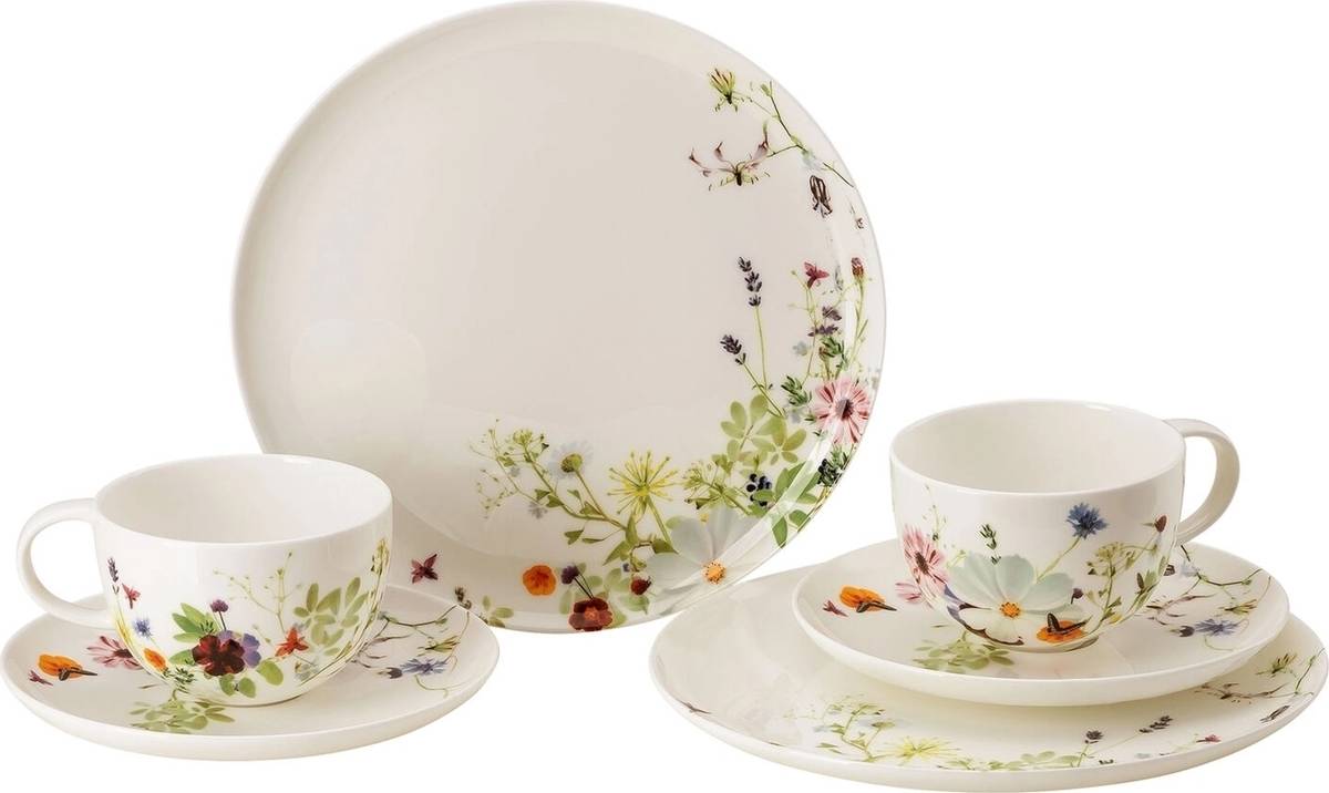 Rosenthal Brillance Grand Air Sada porcelánu kombi šálky / talíře, 6 ks