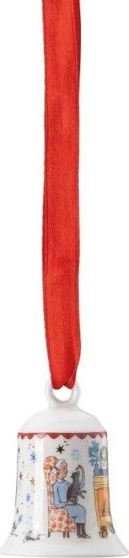 Rosenthal Štědrý večer Porcelánový mini zvonek motiv U krbu, 5 cm