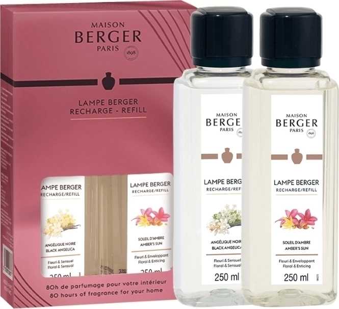 Maison Berger Paris Náplně do katalytických lamp: Černá Angelika 250 ml + Ambrové slunce 250 ml