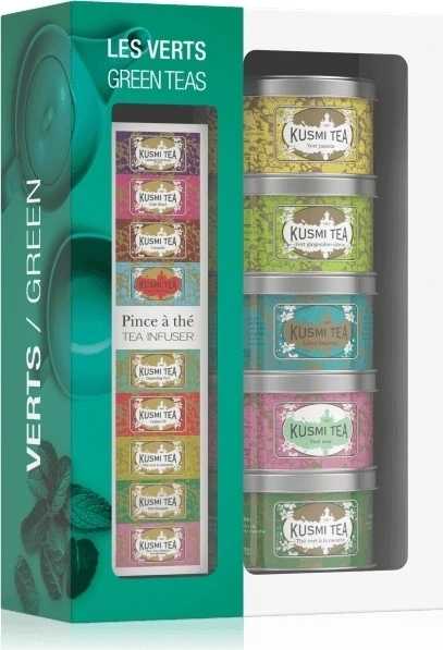 Kusmi Tea Dárková sada zelených čajů s čajovým sítkem