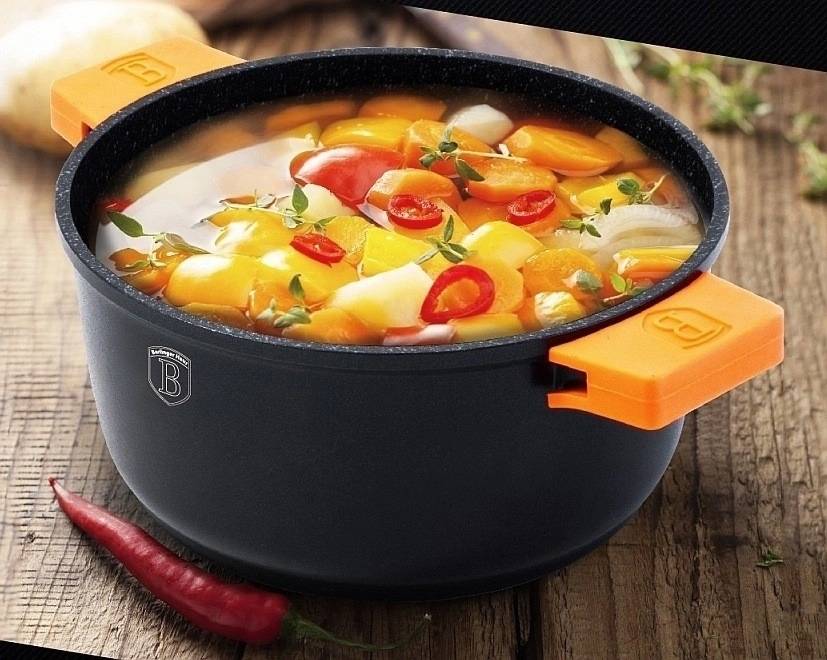 Berlingerhaus Kastrol s mramorovým povrchem a poklicí 20 cm Granit Diamond Line 