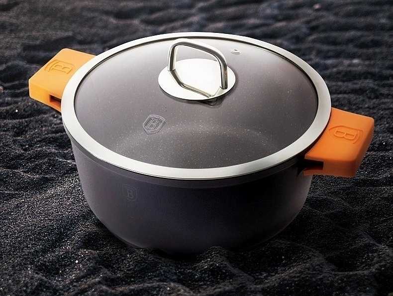 Berlingerhaus Kastrol s mramorovým povrchem a poklicí 28 cm Granit Diamond Line