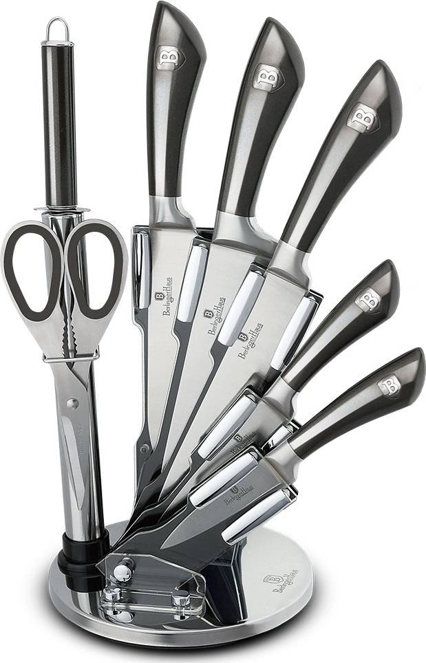 Berlingerhaus Sada nožů ve stojanu 8 ks nerez Carbon Metallic Line 