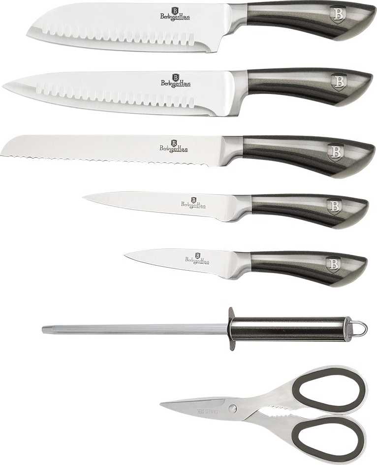 Berlingerhaus Sada nožů ve stojanu 8 ks nerez Carbon Metallic Line