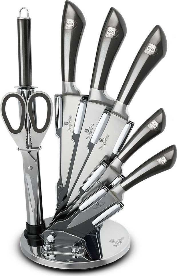 Berlingerhaus Sada nožů ve stojanu 8 ks nerez Carbon Metallic Line