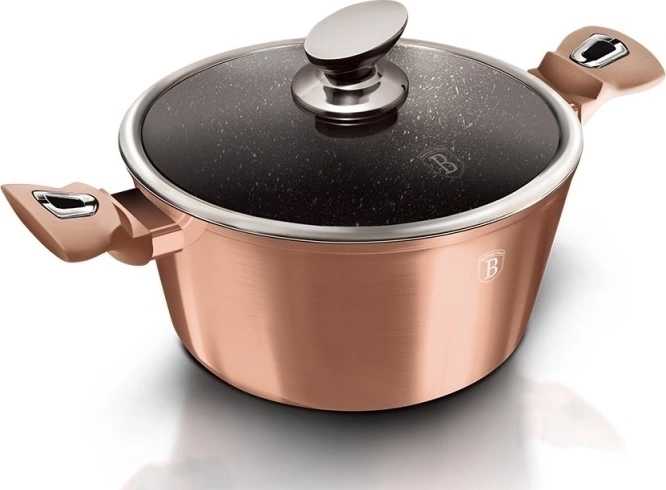 Berlingerhaus Kastrol s mramorovým povrchem a poklicí 20 cm Rosegold Metallic Line