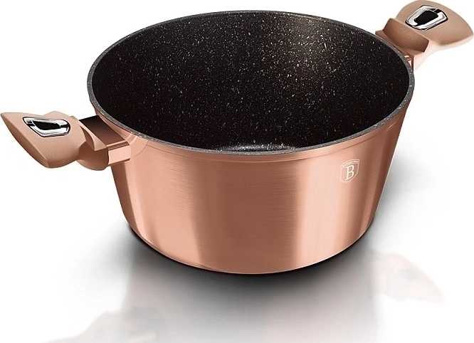 Berlingerhaus Kastrol s mramorovým povrchem a poklicí 20 cm Rosegold Metallic Line