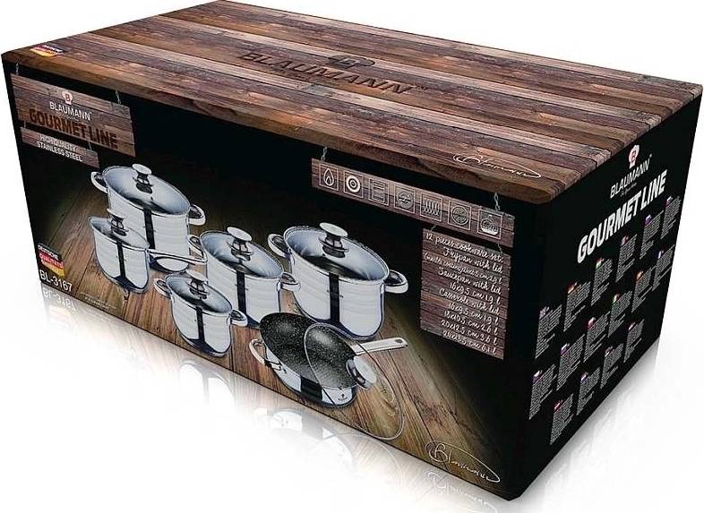 Blaumann Sada nádobí nerez 12 ks Jumbo Gourmet line 