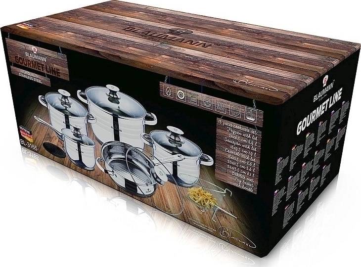 Blaumann Sada nádobí nerez 12 ks Gourmet Line nerez pánev 