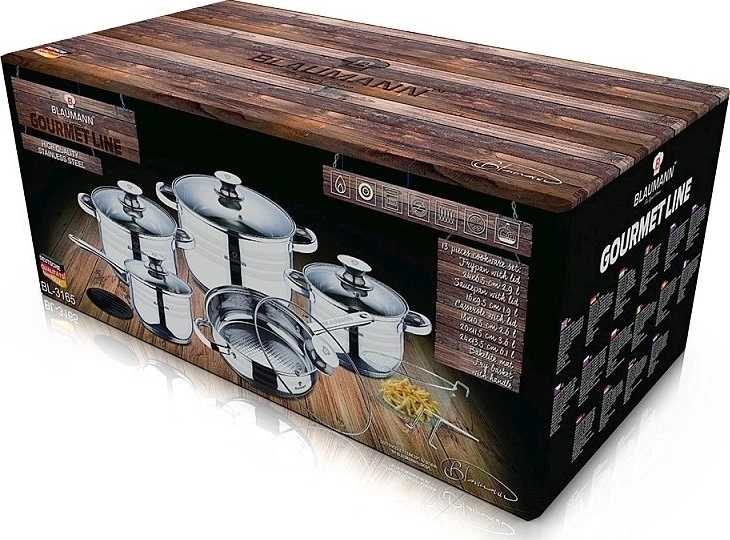 Blaumann Sada nádobí nerez 12 ks Gourmet Line nerez pánev 