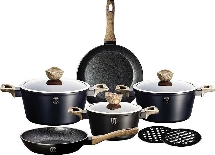 Berlingerhaus Sada nádobí s mramorovým povrchem 10 ks EBONY Line Maple 